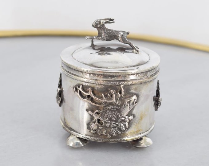Antique Russian Silver Casket Box with Running Hare | 84 Silver | Rare Imperial Silver | Tsarist Era Collectible | Gift Idea