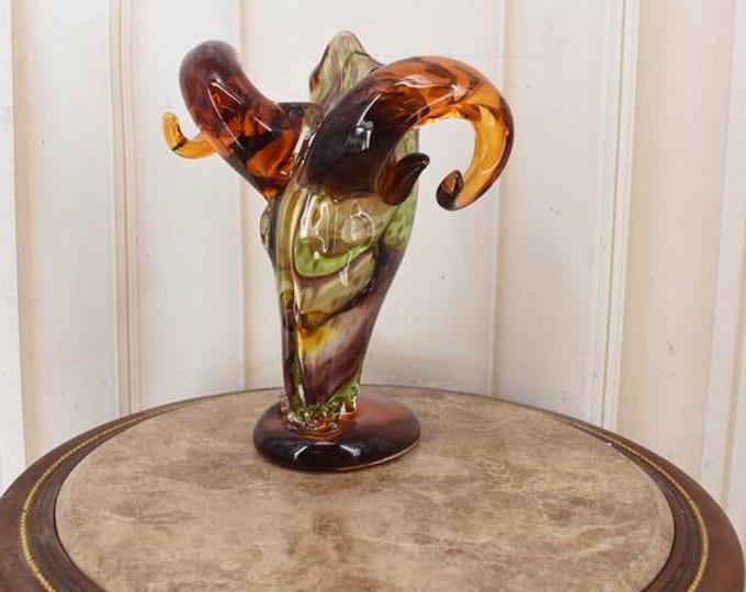Vintage Murano Style Art Glass Ram Head Sculpture