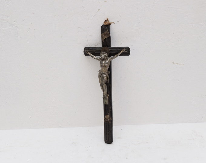Vintage Old Wood Cross Jesus Staint Statue s Gift Idea for -