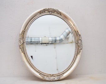 Wooden Silver Oval Mirror - Crystal Silver Baroque Style - Richly Frame - Victorian Style - Exclusive Wall Decor