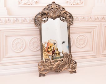 Cast Iron Art Nouveau Style Mirror - Stand Vintage Mirror - Act Woman - Bedroom Mirror - Vintage Style