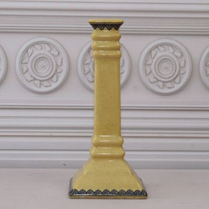Large Porcelain Candlestick, Yellow Candelabrum, Candlestick Stand, Gift Idea, Home Decor, Porcelain Gift