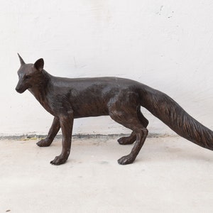 XXL! Escultura de Bronze de Raposa - Linda Estátua de Bronze de Animal - Escultura de Jardim - Ideia de Presente para Decoração de Jardim e Casa -
