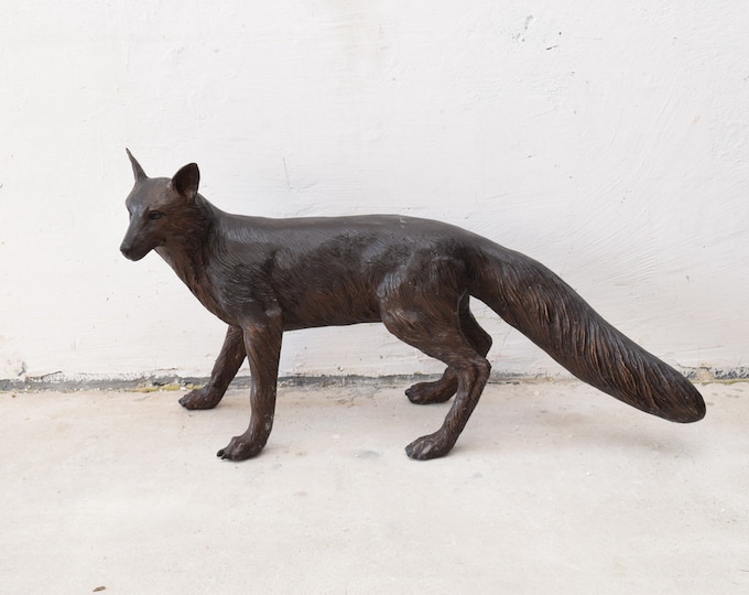 XXL! Bronze Sculpture Fox - Beautiful Animal Bronze Statue - Garden Sculpture - Gift Idea Home Garden Decor -