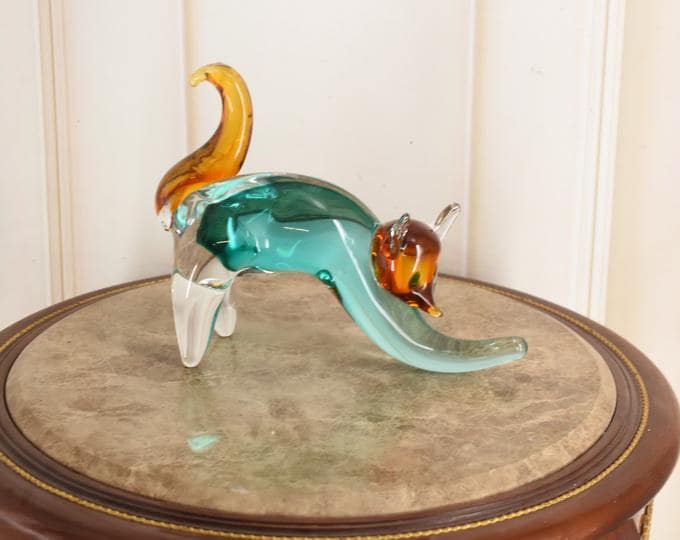 Vintage Murano Style Fox : Colorful Venetian Glass Figure