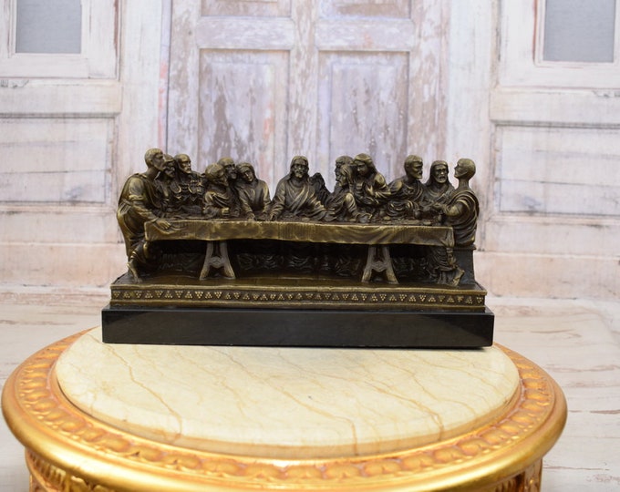 Last Supper Bronze Statue on Marble Base - Jesus and the Disciples - Solid and Heavy - Sacral Statue - Church Statue - Home Decor