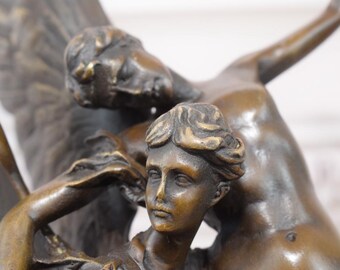 アールデコ ブロンズ 女性像 大理石ベース 現代アートガーデン金属装飾の翼のある女性真鍮彫刻等身大の