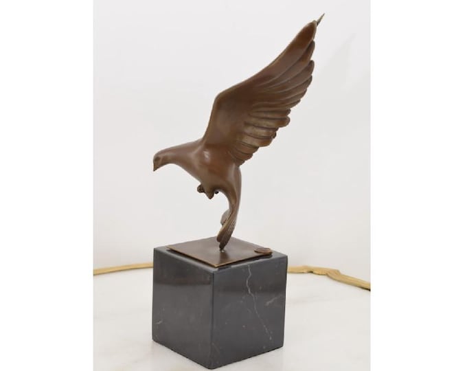 Elegant Pigeon Bronze Sculpture on Marble Base - Peaceful Bird Statue - Vintage Home Decor