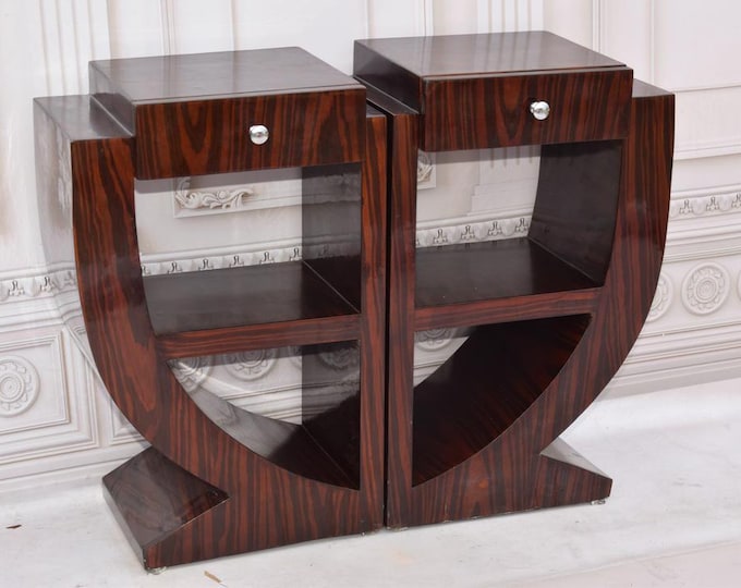 Art Deco Bedside 2 Tables - Art Deco Table - Bent Wood Night Stand - Chest of Drawers - Wooden Table - Home Decor - Bedroom Decor Gift Idea