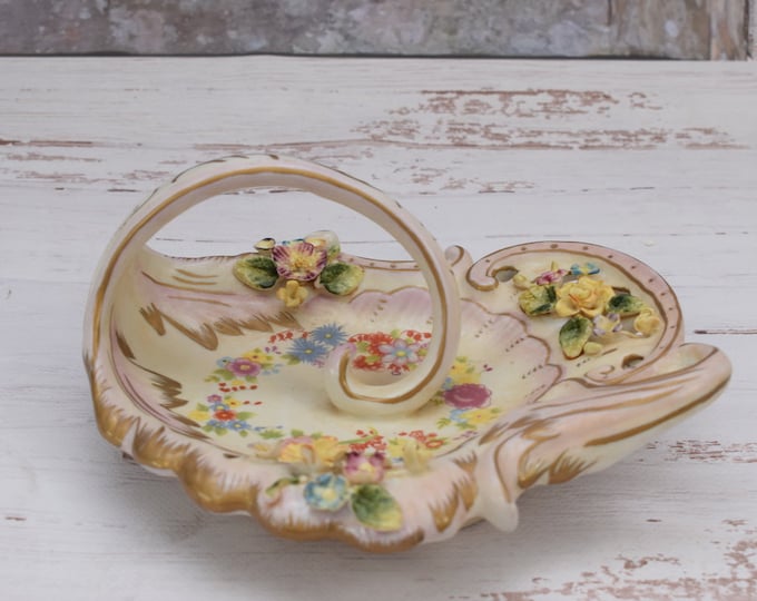 Handmade Floral Porcelain Bowl - Vintage Kitchen Decor