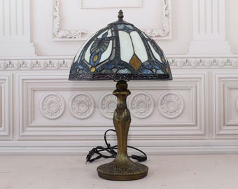 Tiffany Desk Lamp - Office Lamp Tiffany Style - Table Lamp Blue Glass - Bedside Lamp - Home Decor - Gift for Birthday, Office, Boss