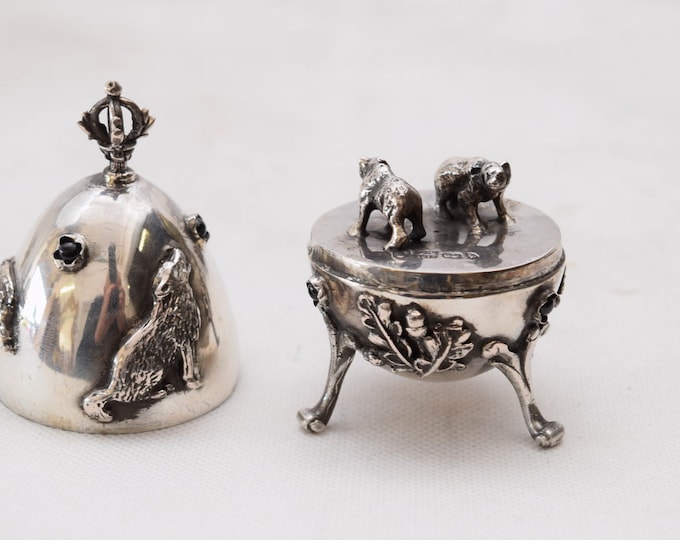 Silver Egg - Tsar Russia - Antique Silver Egg - Two Bears Silver Statue - Silver Art Work - Handemade Silver Unique Egg - Two Bears