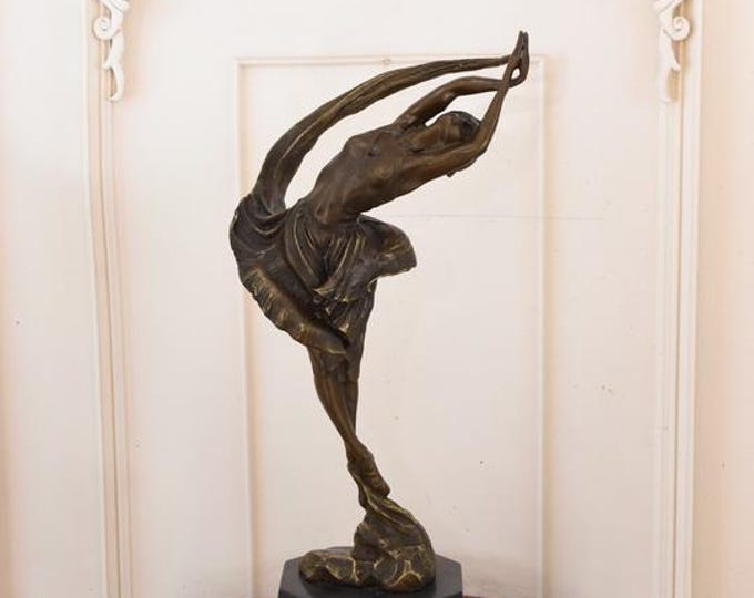 Vintage Art Deco Bronze Dancer Sculpture – Signed Gymnast Figurine