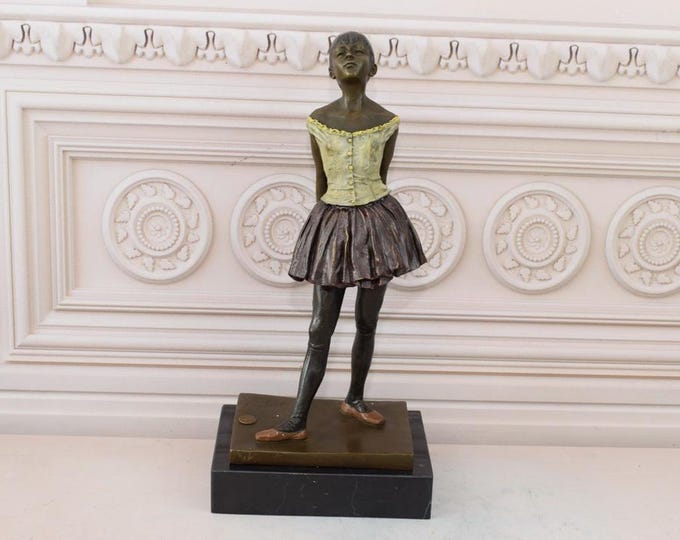 14 Year Old Dancer Edgar Degas Style - Bronze Figure on Marble Base -  Dancer Statue - Vintage Sculpture - Home Decor - Gift Idea