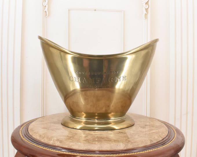 Wine Bottle Cooler - Champagne Ice Container - Bucket Aluminium Brass - Hoursewarming Gift - Home Decor - Kitchen Decor - Vintage Gift