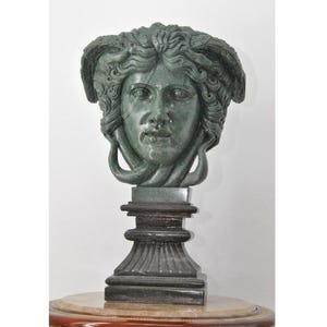 Marble Medusa Head Sculpture: Greek Mythology Art Decor