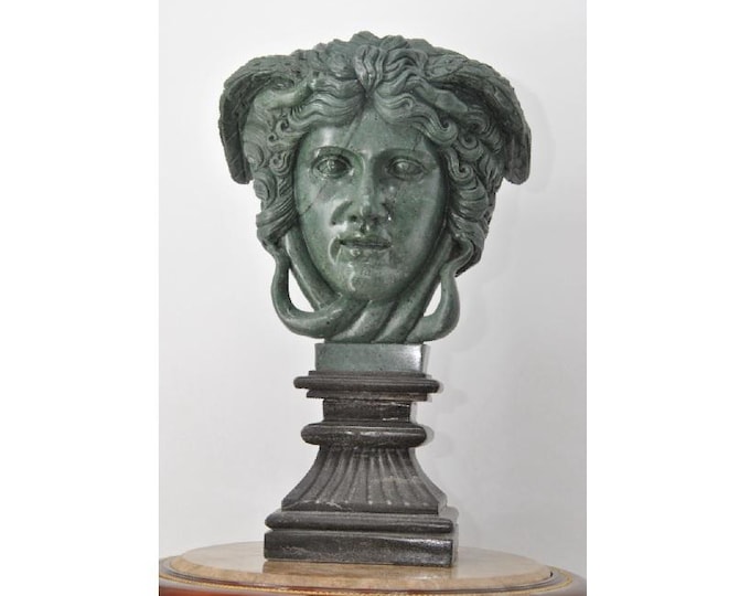 Medusa Head with Snakes - Marble Sculpture - Greek Mythology Statue - Heavy Solid Decor - Art Gift for Home or Office - Gift Idea