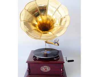 Nostalgic Gramophone - Phonograph New Working - Record Player Antique Style - Handmade Gramophone - Nice Gift Idea