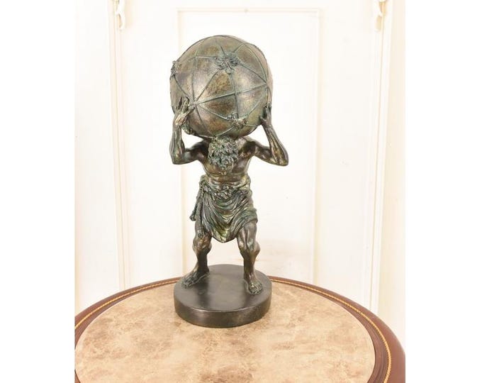 Atlas Sculpture – Mythological Titan Carrying Globe, Ancient Home Decor
