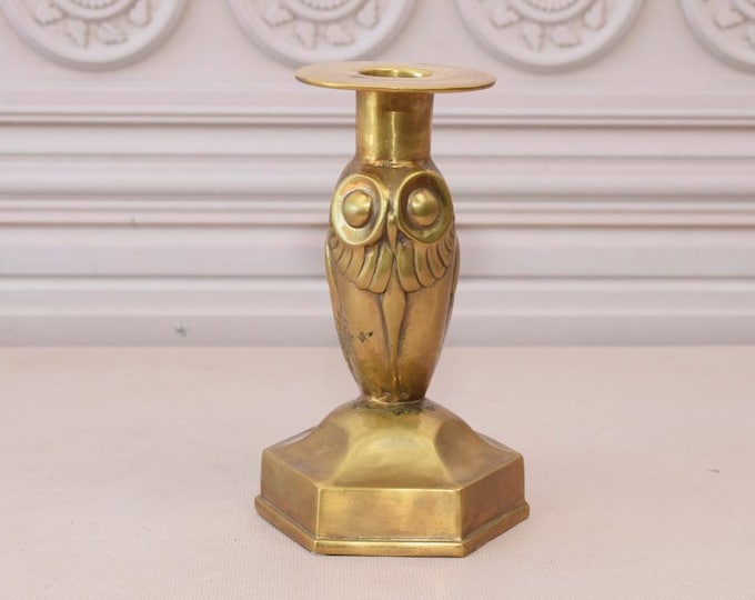 Owl Art Deco Bronze Statue - Candlestick Bronze Wisdom Symbol Figure - Elegant Owl Animal Gift Idea for Student, Brithday - Home Decor