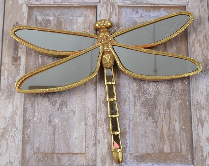 Mirror Dragonly - Gold Mirror Art Deco Style - Wall Decor - Gift for Wedding - Dragonfly Statue - Elegant Mirror - Home Decor
