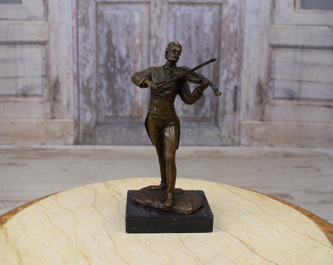 Johann Strauss Violin Player - Violinist Bronze Sculpture - Exclusive Gift Idea - Elegant Gift for Composer - Officer and Home Decor