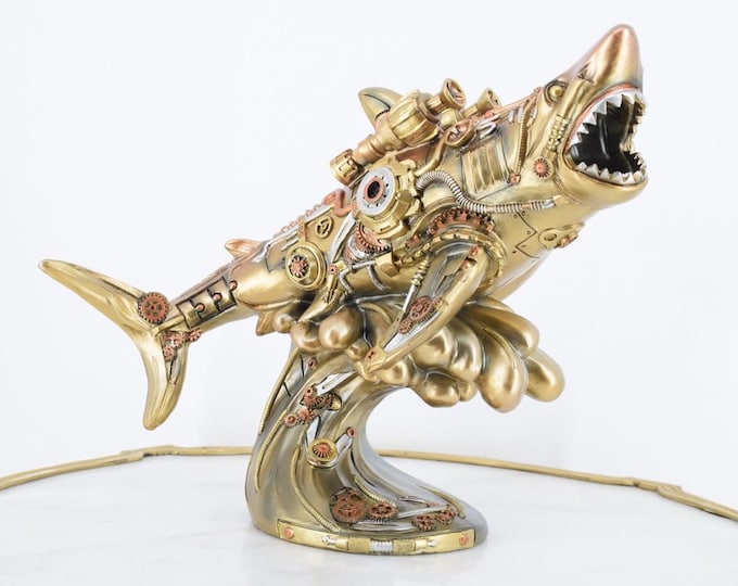 Fierce Shark Figurine – Open Mouth Sea Predator – Ocean Decor – Bold Gift Idea – Home Office Statue – Nautical Art
