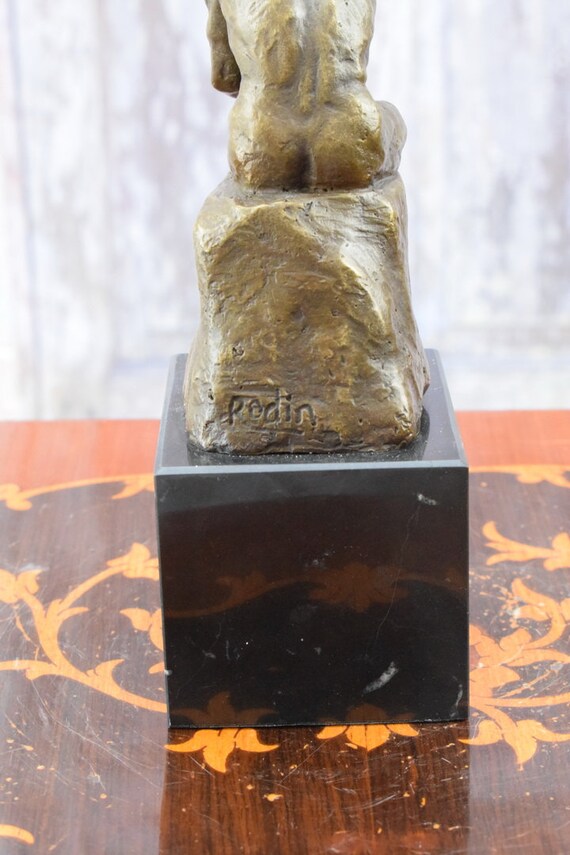 考える人ブロンズ像：オーギュスト・ロダン作 大理石台座の彫刻 - Etsy