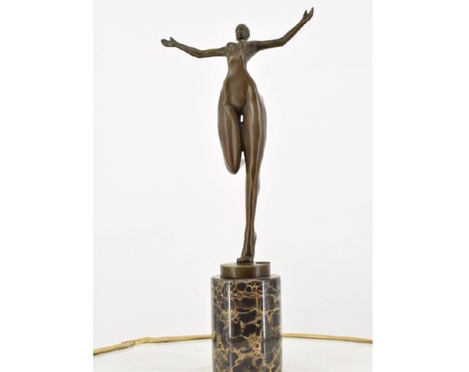 Modernist Female Dancer Bronze Statue – Mature Content – Amazing Figurine with Foundry Mark – Unique Gift Idea for Art Lovers