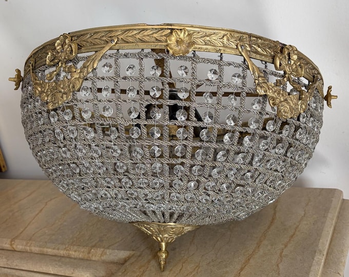 Brass & Glass Ceiling Light: Vintage Palace Flush Mount Lamp