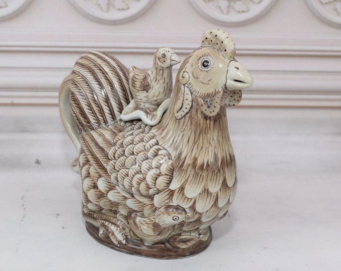 Beautiful Porcelain Chicken and Hen - Figure Painted - Flower Vase Hen - Antique Porcelain - Collector Item - Gift for Wedding