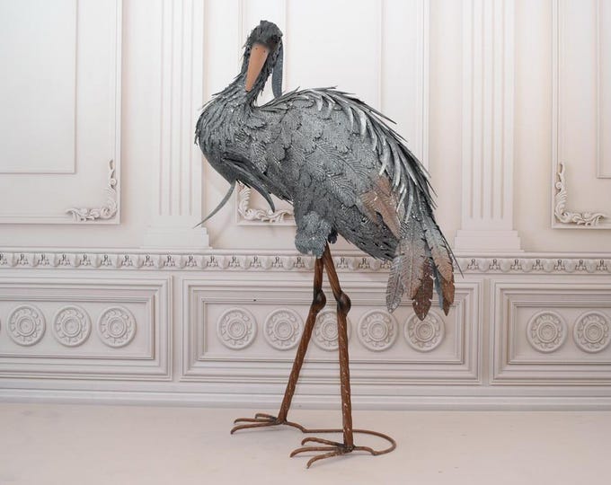 Iron Heron Colorful Figurine - Figure Sculpture Heron - Garden Statue Gift Idea - Handcrafted Heron - Home and Garden Decor