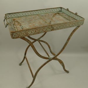 Flower Table – Garden Table with Green Patina Iron – Stunning Garden Design – Outdoor Home Decor
