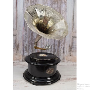 Nostalgic Gramophone - Silver Black Phonograph New Working - Record Player Glamour Style - Handmade Gramophone - Nice Gift Idea