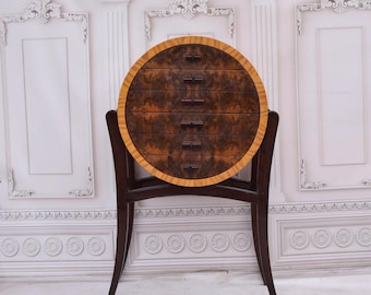 Round Art Deco Chest of Drawers - Unique Nightstand Bookcase