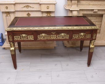 French Empire Bronze Mounted Writing Desk – Manner of Francois Linke Executive Furniture