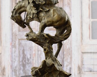 カウボーイと犬と馬のブロンズ彫刻 カウボーイと犬と馬のブロンズ彫刻