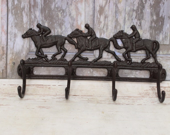 Wall Hander Jockey on Horse - Wall Hanger with Horse Riders - Brown Hook - Hanger for Jackets and Coats - Luxury Gift Idea - Home Decor