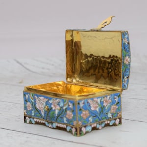 Antique Casket Sterling Silver and Enamel - Silver Box Faberge Style - Very Rare Sugar Box - Old Silver Russia 84 - Luxury Gift Idea