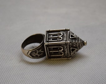 Silver Ring Ritual Old Jewish Rare Judaica Jewish Large Silver - Wedding Ring Jews Russia Judaica
