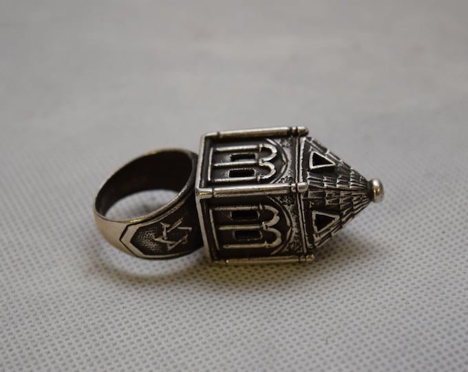 Silver Ring Ritual Old Jewish Rare Judaica Jewish Large Silver - Wedding Ring Jews Russia Judaica