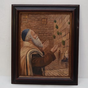 Pankiewicz Wailing Wall Jew Prayer Israel Judaica Oil on Canvas Polish Art Jerusalem Painting Polish Art Gift