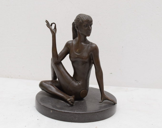Graceful act woman nude bronze figurine - bronze sculpture dancer art work - good gift idea Mature Content  -
