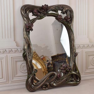 Amazing Mirror - Flowers Design - Art Nouveau Styte - Wall Decor - Wall Art- Crystal Glass - Vintage Mirror - Nice Frame - Home Decor