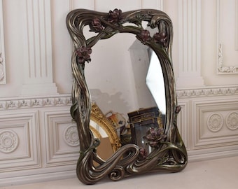 Amazing Mirror - Flowers Design - Art Nouveau Styte - Wall Decor - Wall Art- Crystal Glass - Vintage Mirror - Nice Frame - Home Decor