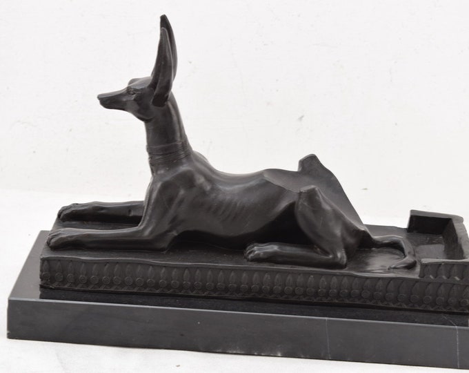 Pharaoh's Dog - Mythical Dog Bronze Statue - Sculpture Bronze on Marble Base - Exclusive Animal Gift Idea - Luxury Statue