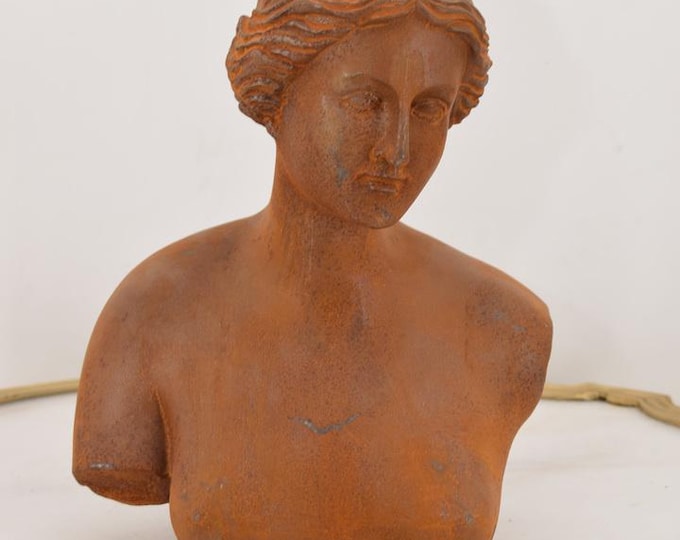 Cast Iron Bust of Aphrodite of Melos – Rustic Aphrodite Statue – Vintage Iron Woman Bust – Gift for Home or Garden Decor