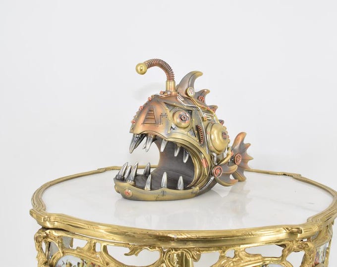 Steampunk Piranha Fish Statue - Fish Sculpture - Piranha Figurine - Vintage Decor - Art Work Statue - Home Decor - Gift Idea