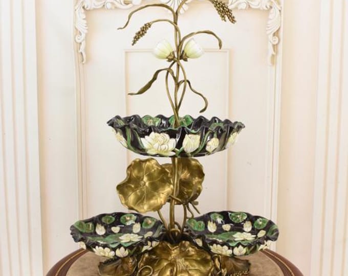 Porcelain Bronze Frog Dragonfly Bowl - Luxury Vase