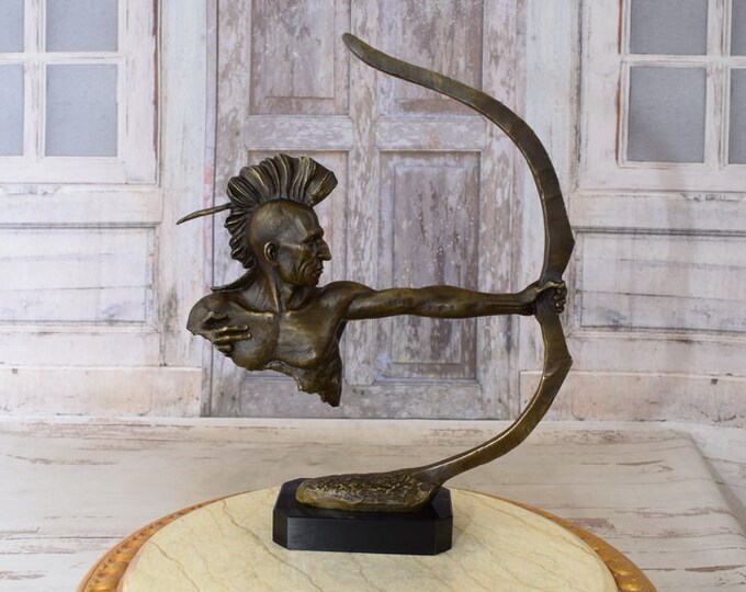 Large Indian Approve with Both - Bronze Sculpture - Exclusive Statue Modernist Figurine - Gift Idea - Home and Office Decor